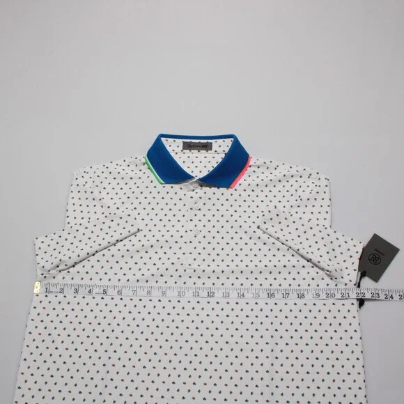 G/Fore NWT Short Sleeve Golf Polo Shirt Size L in White / Multi Floral Print